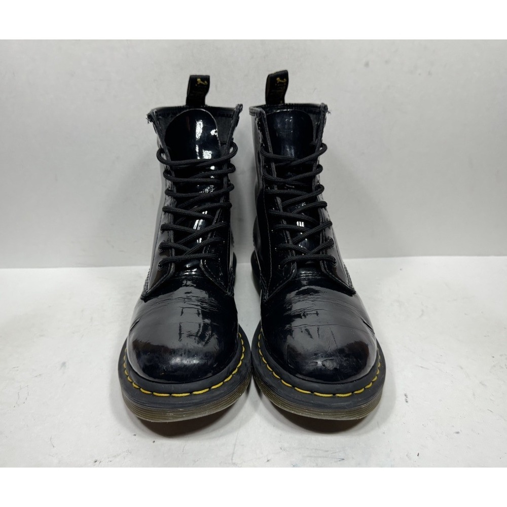 Doc Dr. Martens 1460 Patent‎ Leather Women's 7 8-Eye Boots Black 11821 - Picture 2 of 10